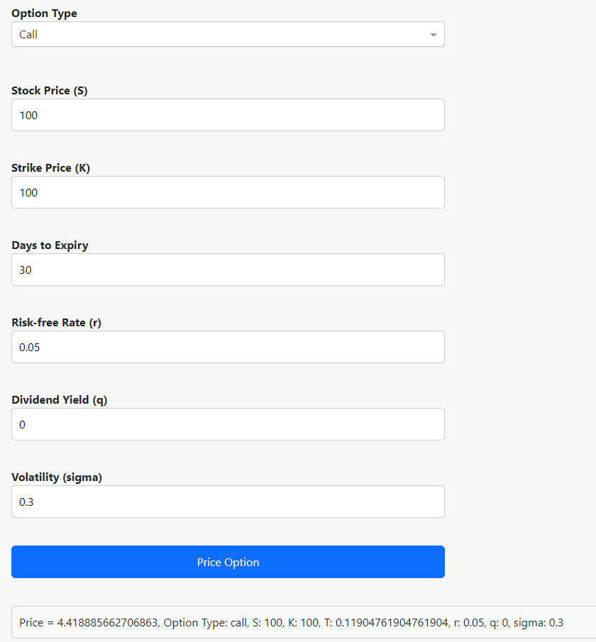 Financial Dashboard with Python Options